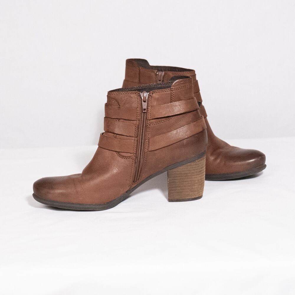 Josef Seibel Britney Brown Leather Ankle Boots EU 39 US 8-8.5 Classic Moto Biker - Picture 4 of 12